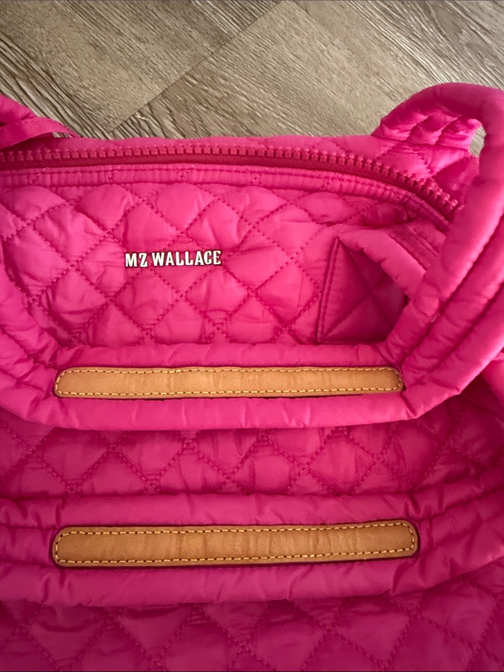 MZ WALLACE Medium Sutton Hot Pink Quilted Nylon Tote - Picture 12 of 13